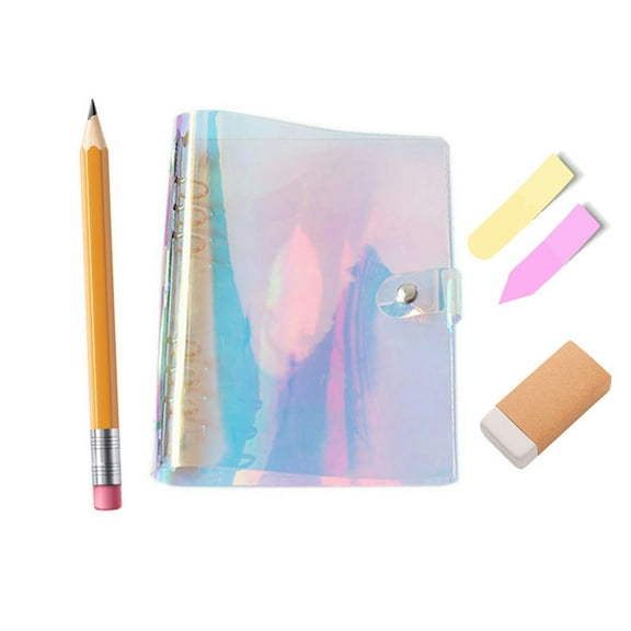 KYAIGUO A5 Binder Soft Pvc 6 Holes Laser Notebook A5 Soft Case Clear Binder Notebook Covers Reusable Budget Binder Office Supplies