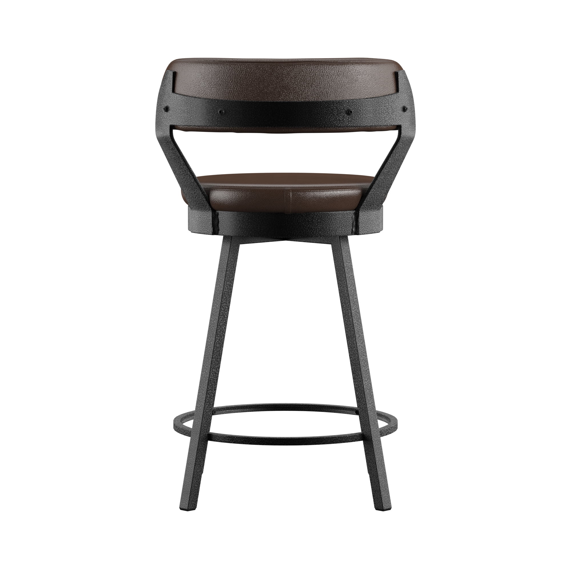 Weston Home Reinhold Round Swivel 24" Counter Stool, Brown (Set of 2)