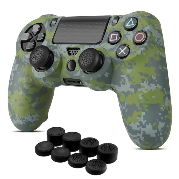 PS4 / Slim / Pro Controller Skin Grip Cover Case Set Protective Soft Silicone Gel Rubber Shell & Anti-slip Thumb Stick Caps for Sony PlayStation 4 Controller Gaming Gamepad (Camo Mosaic