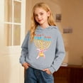 thumbnail image 2 of Ulitacool Girls Sweatshirt Round Neck Letter Prints Hanukkah Menorah Hooded Sweatshirt Pullover Kids Hoodie Shirt Long Sleeve Blouse Elegant Clothes Grey 5-6 Years, 2 of 4