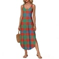 thumbnail image 2 of Sleeveless Plaid Print Casual Midi Dress for Women with V Neck and Adjustable Straps Loose Fit Summer Sundress Light Green B XL, 2 of 5