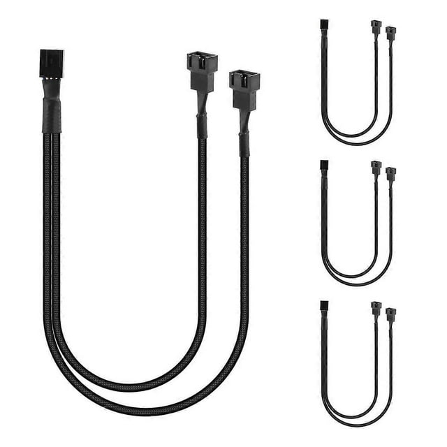 4 Pack PWM Fan Splitter Cable Y Splitter Computer PC Fan Power Cable 4 Pin 1 to 2 Converter, Black S