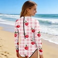 thumbnail image 6 of BaoFuBaoMei Girls Swimwear 1 Piece Half Zip Long Sleeve Bathing Suit Checkered Full Coverage Swimwear Summer Vacation Swim Set, 6 of 7