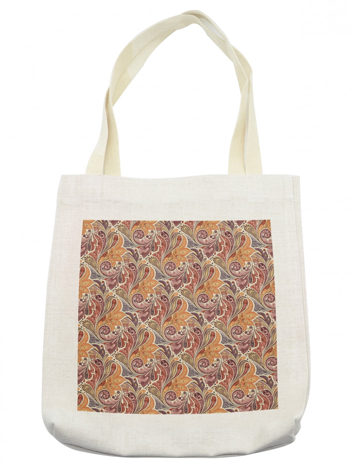 Floral Tote Bag, Traditional Paisley Leaf Pattern with Persian Details