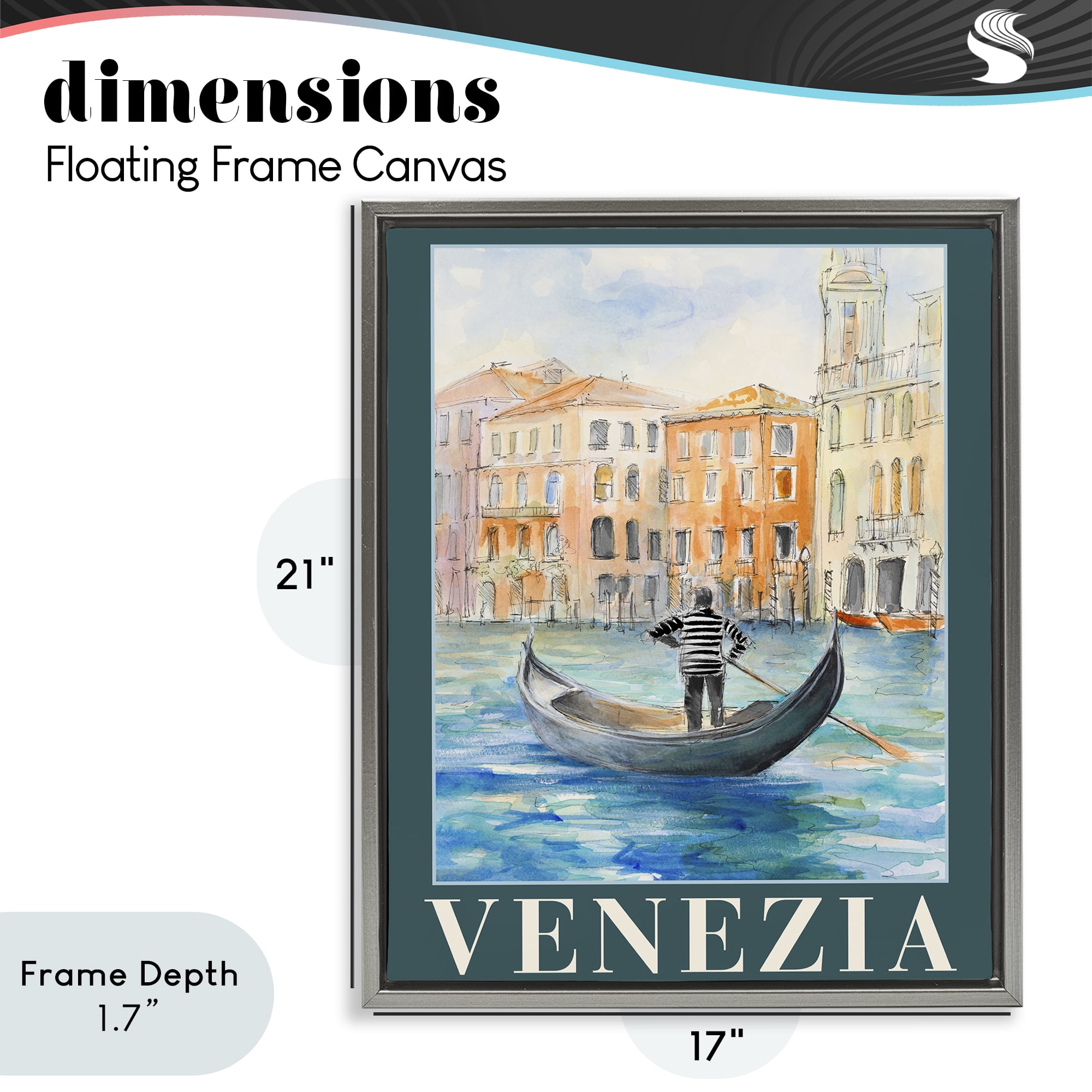 Stupell Industries Venezia Gondola View Gray Framed Floater Canvas Wall Art, design by Lanie Loreth