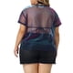 thumbnail image 3 of Blusa de fiesta para mujer de talla grande Agnes Orinda, transparente de malla holográfica, 2X, negra y morada, 3 of 6