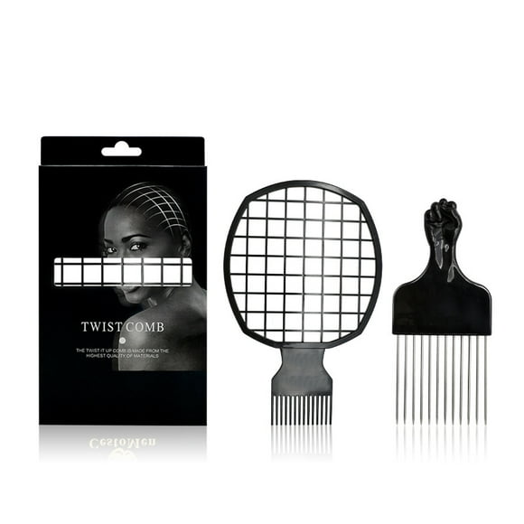 Metal Afro Pick Comb Afro Plastic Hair Pick Comb Wide Tooth Hair Pick Comb Metal Hair Coloring Comb Braid Comb Wig Hair Styling Tool, Black
