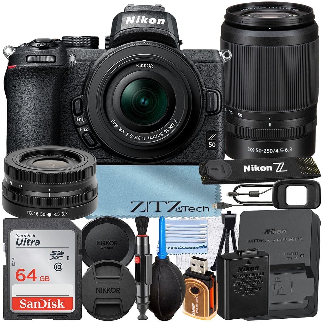 Nikon Z5 Mirrorless Camera Bundle (Renewed) - 24-50mm Lens, 32GB Card, Tripod, Case & More (18pc)