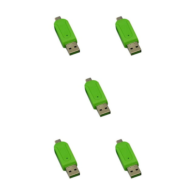jesticaly Mini USB 2.0 Memory Card Adapter Cellphone Camera TF Mini SDHC Memory Card for Micro USB OTG Card Reader Adapter Green 5Set
