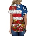 thumbnail image 4 of Iaqnaocc 4th Of July Shirts for Women Short Sleeve Button Down V-Neck Independence Day American Flag Floral Print Tops Vintage 2026 Summer Festival Tee Tops Red M, 4 of 4