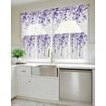 thumbnail image 4 of Purple Eucalyptus Leaves Swag Valance and Tier Curtains 36'' Length Set, Watercolor Spring Botanical Light Filtering Kitchen Curtains, Tier Curtain Valances for Bathroom/Living Room/Bedroom/Café, 4 of 6