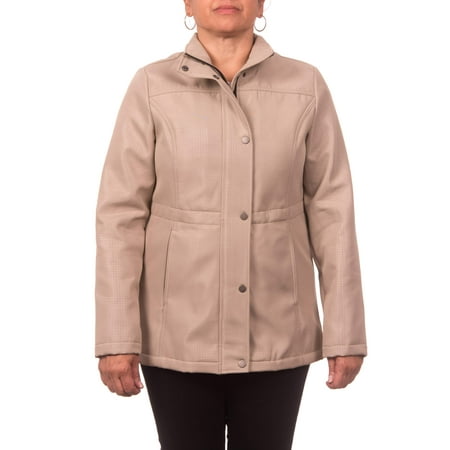 Women's Plus Size Soft Shell Plaid Heat Stamped Anorak