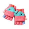 thumbnail image 2 of Wancir Cartoon Convertible Flip Top Gloves Toddler Kids Winter Wool Knit Fingerless Gloves with Mitten Cover for Girls Boys 4-12 Yrs, 2 of 3