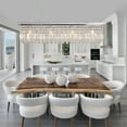 thumbnail image 6 of Industrial-Style Extra-Long Rectangular Crystal Chandelier with E27 Bulbs Home Decor, 6 of 7