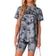 thumbnail image 1 of Conjunto de ropa de lounge para mujer INSPIRE CHIC, con tie dye, pantalones cortos de ciclista, loungewear, color negro, 1 of 6