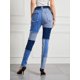 thumbnail image 5 of Pantalones vaqueros elásticos para mujer, Vaqueros ajustados de cintura alta con borlas de retazos, ropa de calle, 2023, 5 of 5