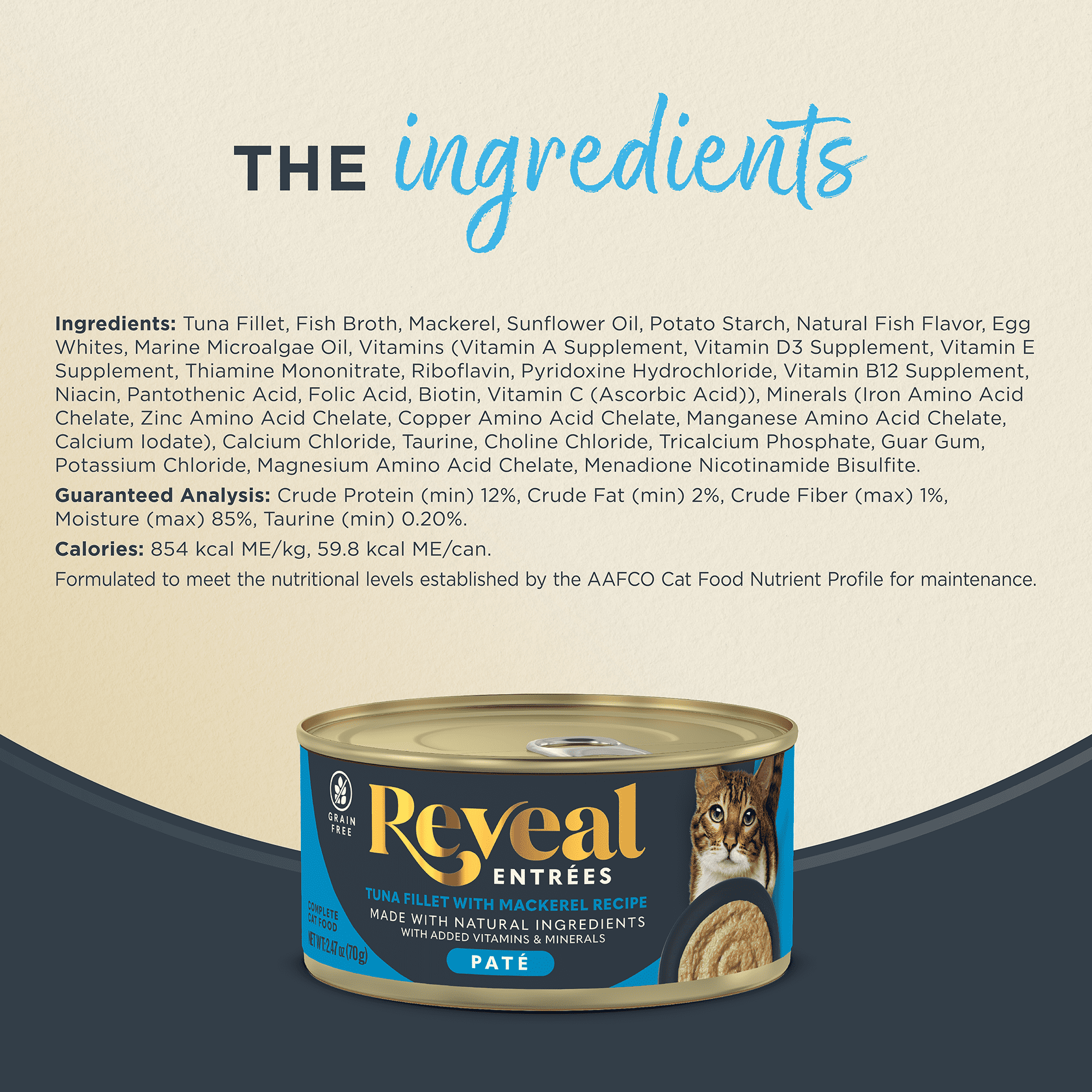 Reveal Pet Food, Natural Wet Cat Food, Tuna Fillet with Mackerel Recipe Entree Pate - product image