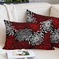 thumbnail image 2 of Red White Pillow Covers Queen, Abstract Black Chrysanthemum Flower Floral Soft Brushed Microfiber Breathable Throw Pillow Covers, Pillowcase with Zipper for Couch Sofa Bedroom Living Room 20"x30", 2 of 9