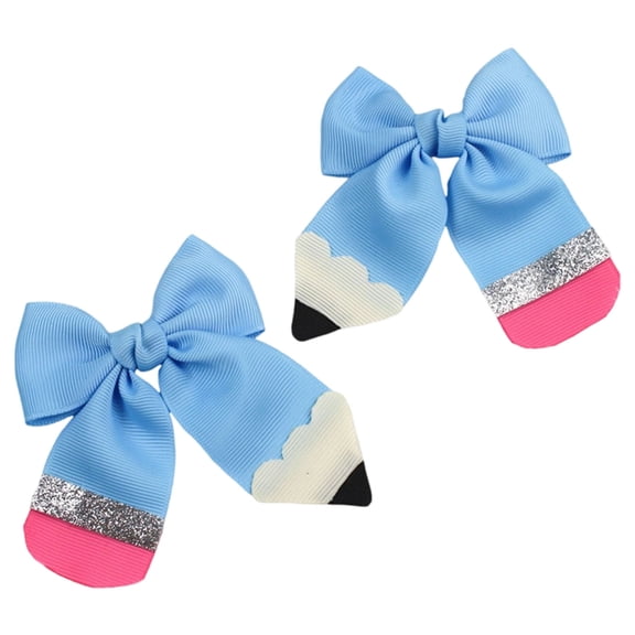1Pair Soft Fabric Pencil Cheerleader Hair Bows Clip Fashion Barrettes For Kids School Season Accessories