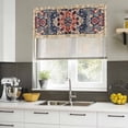 thumbnail image 4 of Bohemian Curtain Valances for Windows, Kitchen Valance Window Treatments Panel 2 Pack, Blue Retro Boho Ethnic Farmhouse Colorful Rod Pocket Short Curtains for Bathroom Bedroom 42 x 12 Inch, 4 of 8