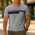 thumbnail image 2 of GuangCheng Mens Short Sleeve T-Shirts,Colorblock,Striped Tops with Chest Pocket,Regular Fit,Soft,Breathable,Comfortable,Casual Wear Shirts,Gray,Size 3XL, 2 of 7