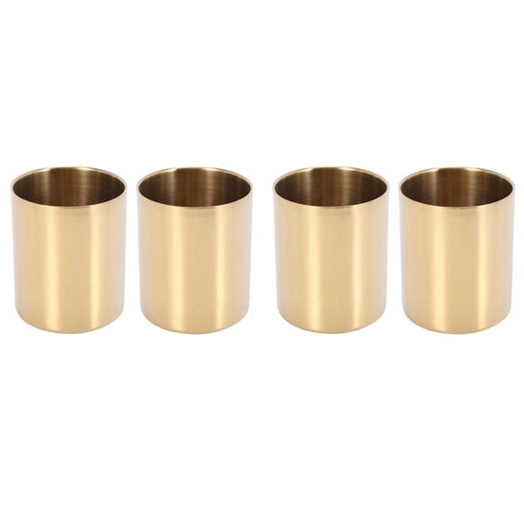 4-Piece Pencil Cup Holder Pen Pot Makeup Brushes Holder Desk Stationery Organizer Stainless Steel (Gold)