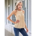 thumbnail image 6 of Sequin Halter Tops for Women Sleeveless Sparkly Shiny Tank Tops Ruched Flowy Sparkly Party Shirt Champagne Color XXL, 6 of 8