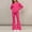 Hot Pink, variant on Girls 2 Piece Outfit Set, Crewneck Elastic Waist Solid Color Flare Leg Long Sleeve Casual Loungewear Matching Clothes Pink Size 9-10