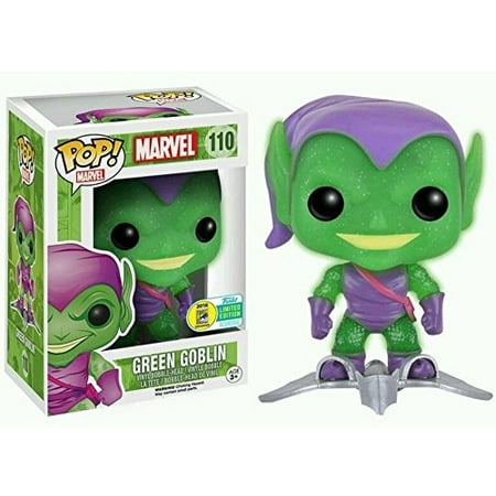 - Funko Pop Marvel Translucent Glitter Glow Green Goblin with Glider SDCC 2016 Exclusive Figure