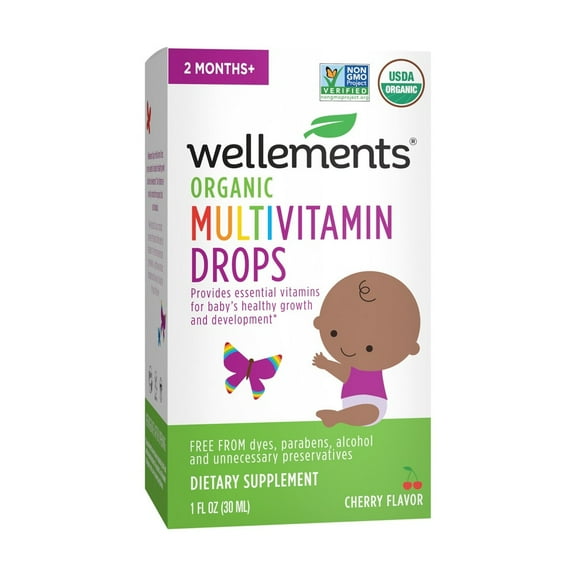 Wellements Organic Multivitamin Drops Cherry -- 1 fl oz