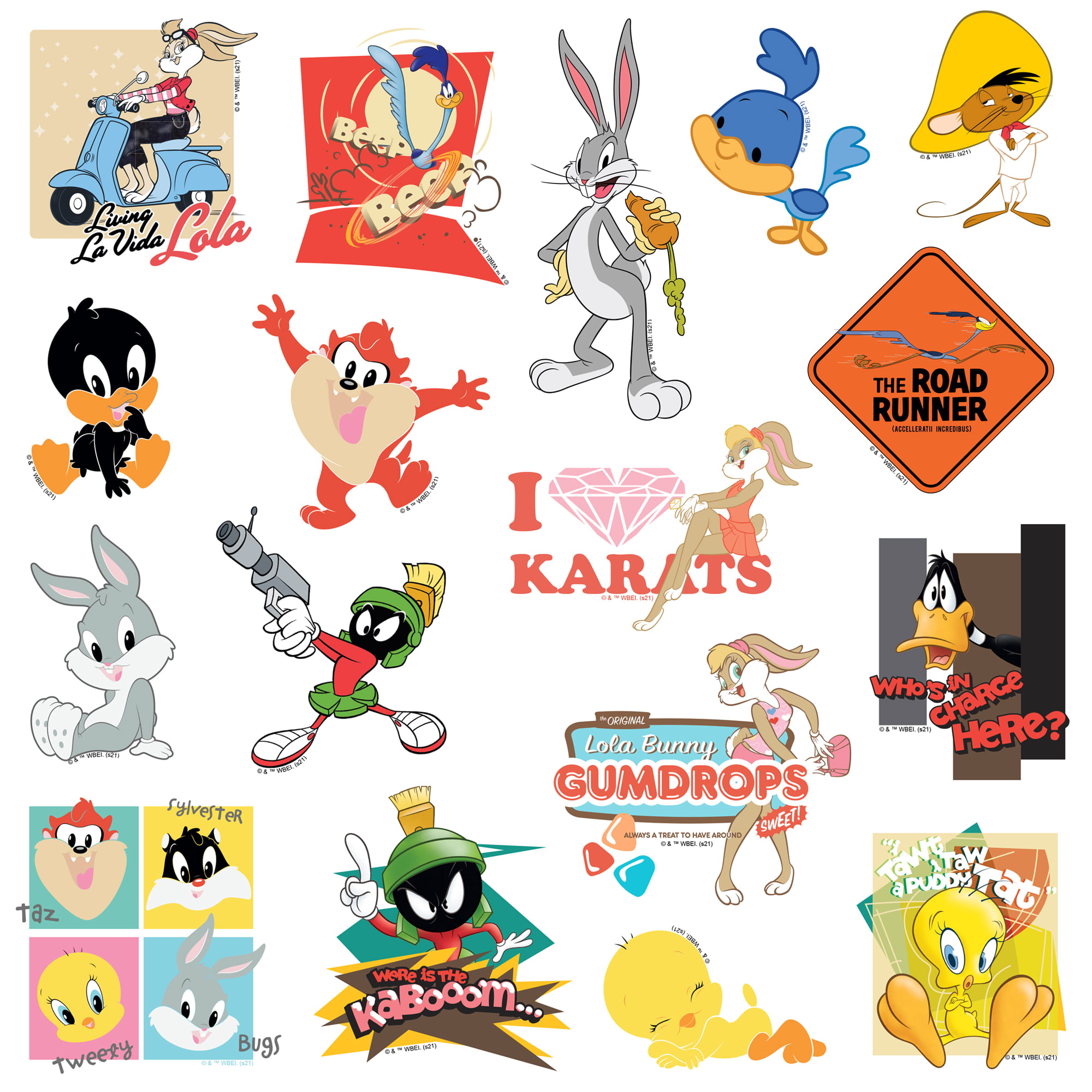 2.5" x 2.5" 25 Looney Tunes Summer Fun Stickers 