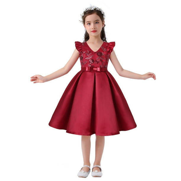 nsendm Girls Dress Big Kid Clothes 4t Holiday Dress Toddler Kids Girls Prints Sleeveless Party Hoilday Court Style Dress Dresses with Sleeves