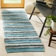 thumbnail image 2 of SAFAVIEH Montauk Coilean Striped Cotton Area Rug, Aqua/Multi, 6' x 6' Square, 2 of 8
