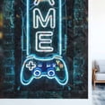 thumbnail image 3 of Game Neon Sign Window Privacy Film, Modern Video Game Controller Blue Glowing Tube Stained Glass Rainbow Film Decorative Window Clings, Static Cling Sun Blocking Stickers 17.7" x 39.3", 3 of 9