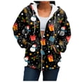 thumbnail image 4 of larppty Womens Zip Up Christmas Hoodies Oversized Fall Outfits 2025 Drawstring Zipper Hoodie Y2K Casual Loose Fit Long Sleeve Hoodies (Dark Gray, M), 4 of 7
