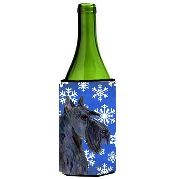 Scottish Terrier Winter Snowflakes Holiday Wine bottle sleeve Hugger - 24 oz.