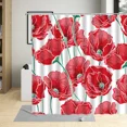 thumbnail image 7 of Red Flowers Poppy Floral Pattern Shower Curtains Bathroom r Waterproof Bathtub Polyester Fabric Bath Curtains With, 7 of 7