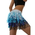 thumbnail image 3 of Women Sexy Belly Skirt, Sequined Fringe Miniskirt with Adjustable Waist Straps, Mini Skirt for Dance Performance, Rave Party, 3 of 5