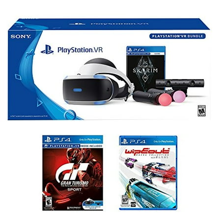 PlayStation VR Deluxe Racing Bundle (3 Items): PlayStation VR  Skyrim Bundle, PSVR Gran Turismo Bundle Game, PSVR Wipeout Omega Collection (Best Racing Wheel For Gran Turismo Sport)
