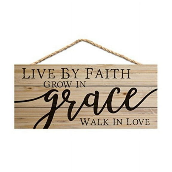 p. graham dunn live by faith grow in grace walk in love 10 x 4.5 inch pine wood decorative hanging sign