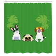thumbnail image 3 of Ambesonne Funny Shower Curtain, Sunglasses and Monstera Dogs, 69"Wx70"L, Green Lime Green, 3 of 5