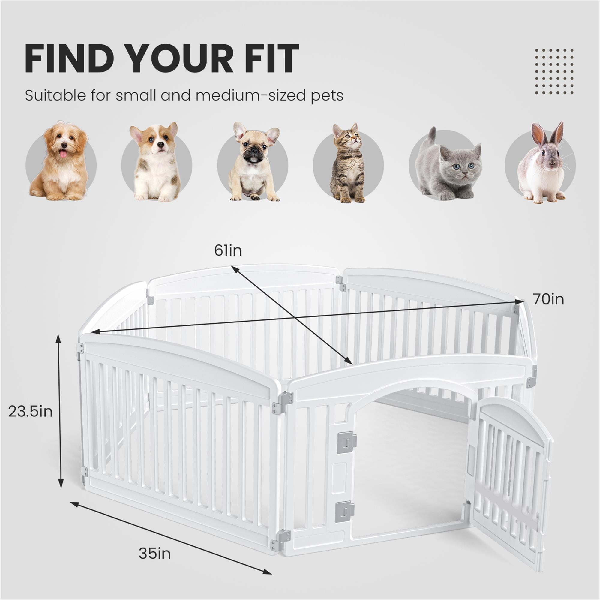 Pefilos 24" Dog Playpen 6-Panel Adjustable Folding Portable Pet Fence for Small to Medium Dogs Indoor Outdoor Use, White
