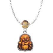 Delight Jewelry Resin Laughing Buddha in Frame Mia Monkey Charm Necklace