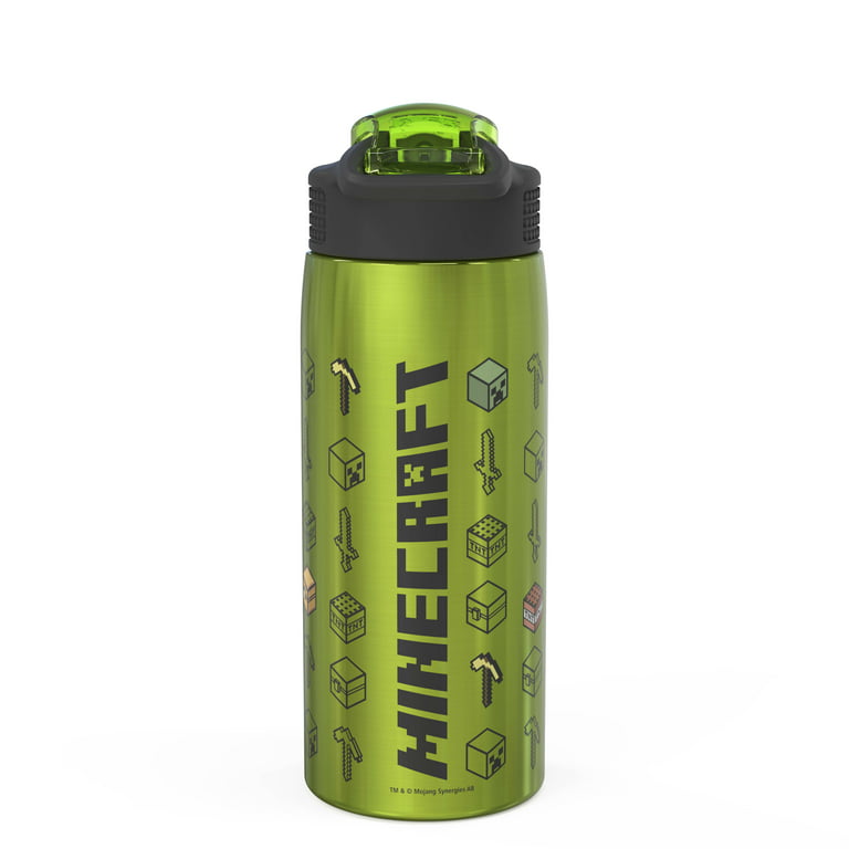 Minecraft Mob Heads Stainless Steel Water Bottle Green (One Size)
