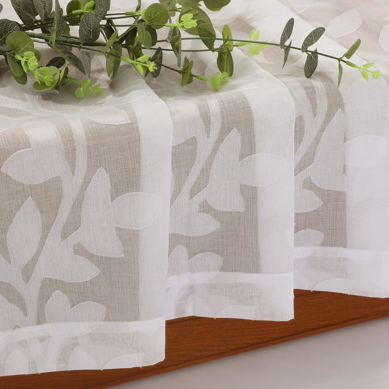 OVZME Darla Natural Sheer Cafe Curtains 42W x 36L, 2-Panel photo 5