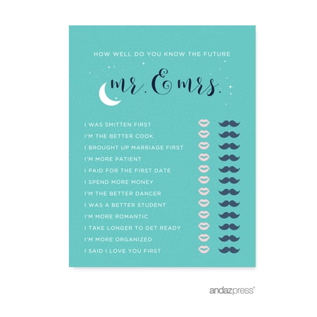 How Well Do You Know The Future Mr./Mrs.? Love You to the Moon and Back Bridal Shower Game Cards  20-Pack price history on PriceWatchPro