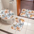 thumbnail image 5 of Retro Lily Flower Bathroom Rugs Set Orange White Floral Modernism Non Slip Absorbent Soft Bath Mats 3 Piece Set with Bathroom Rug, U-Shaped Floor Mat, Toilet Seat Cover Large Size, 5 of 9
