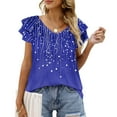 thumbnail image 2 of Nmnitkp Spring Tops for Women Casual T Shirts for Summer 2026 Short Sleeve Crewneck Tunic Shirts Floral Print Tops Pleated Dressy Blouse, 2 of 5