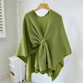 thumbnail image 5 of LinYooLi Women's Elegant Shawl Wrap - Cross Front Solid Color Poncho Cape - Wrap Topper Knitted Cardigans Sweater Shawls, 5 of 5