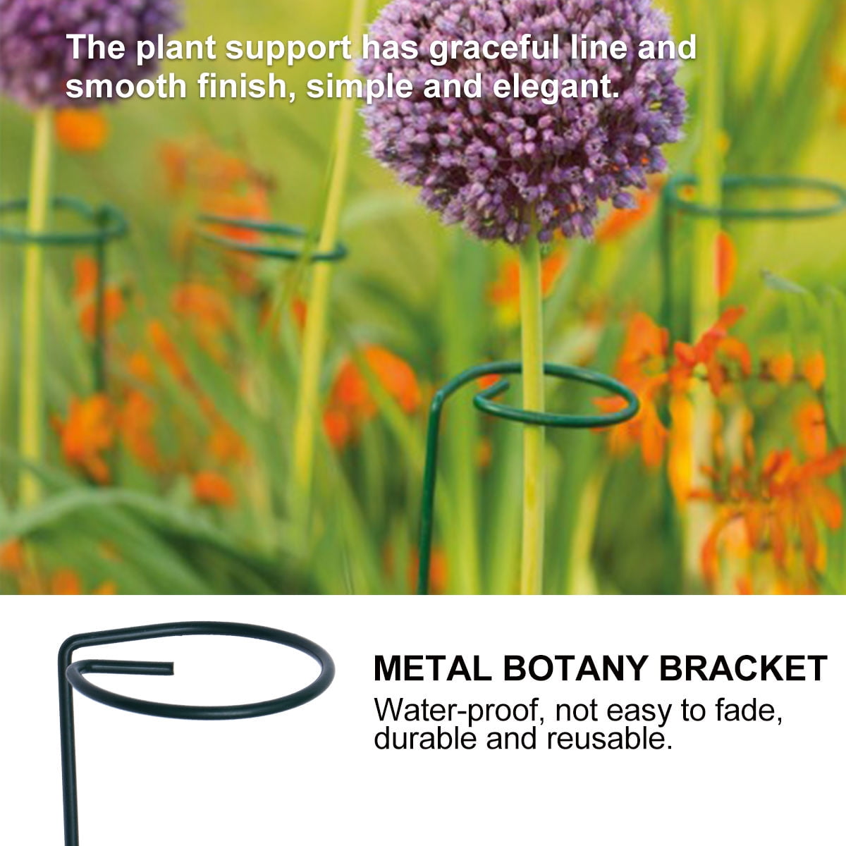 LOLIPPYY 10-Pack Metal Plant Supports with Elegant and Simple Design for Garden and Indoor Plants